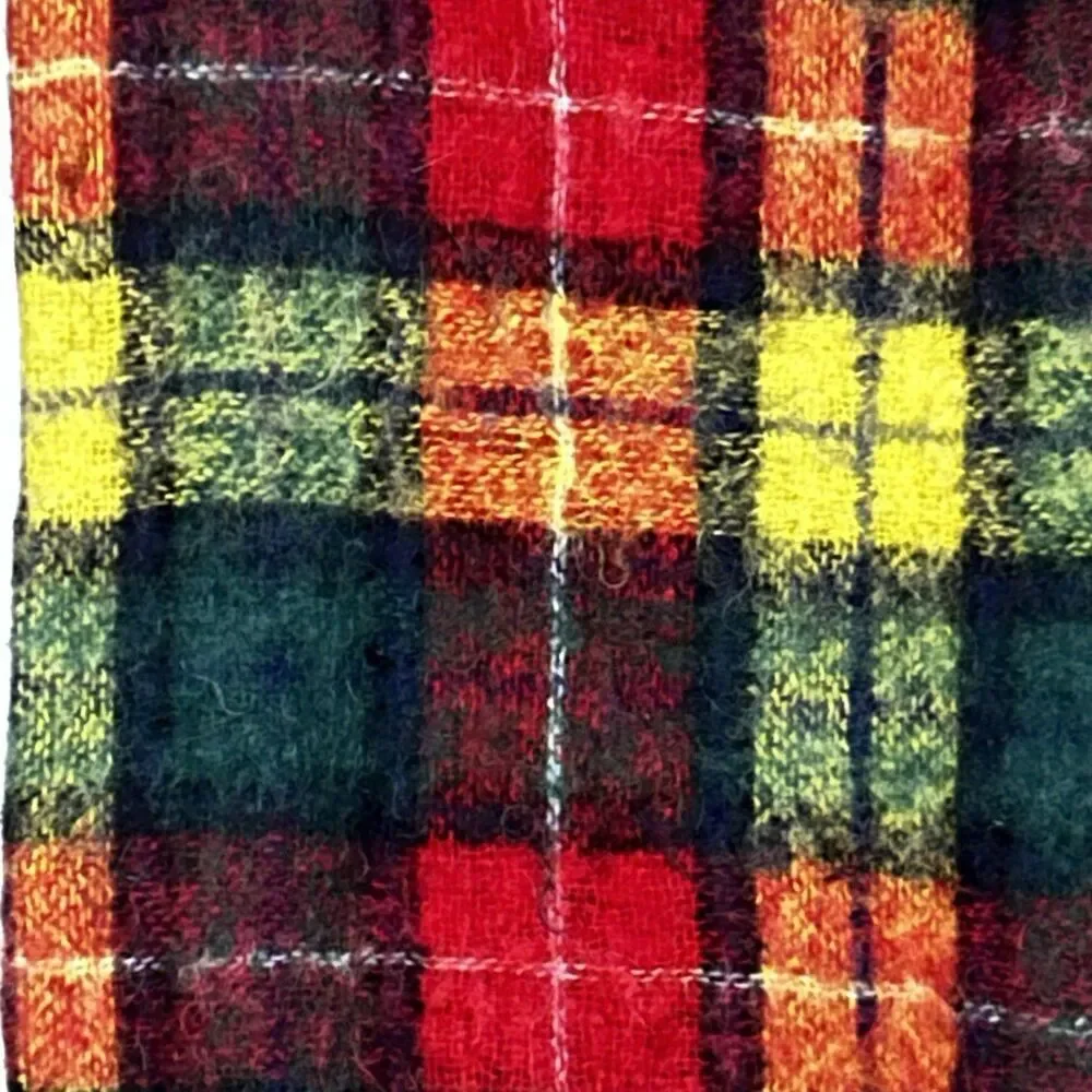 Vintage Glentana Mohair Wool Plaid Blanket Made in Scotland Fringe Throw